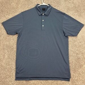 Dunning Golf Men's Blue Striped Short Sleeve Polo Shirt Size L Walking‎ Casual